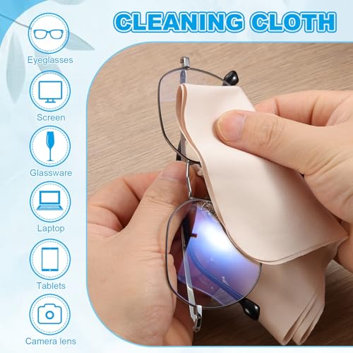 PATIKIL Glasses Cleaning Cloth 11.4" x 7.7", 2 Pcs Microfiber Eyeglasses Polishing Cloth Soft Suede Wipe Screen for Camera Lens Eyeglasses Screens Smart Devices, Beige