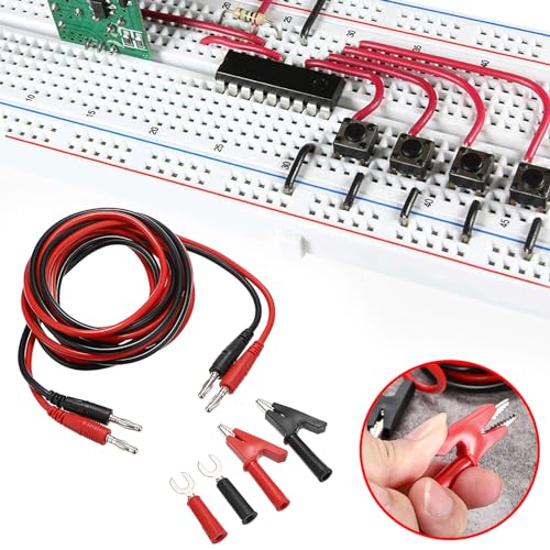 Sumnacon 4 in 1 Banana Plug Alligator Clip Pure Copper Fork Test Lead,2M - size: 6.6 ft