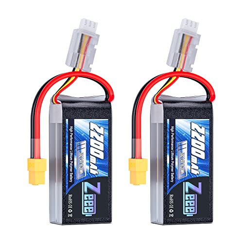 Zeee 2S Shorty Lipo Battery 2200mAh 7.4V 50C with XT60 Connector (2 Pack)