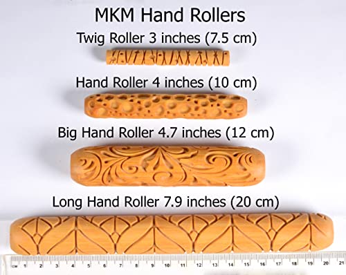 MKM Pottery Tools Wood Big Hand Rollers for Clay (BHR-118 Lotus Flower Buds) - color: BHR-118 Lotus Flower Buds
