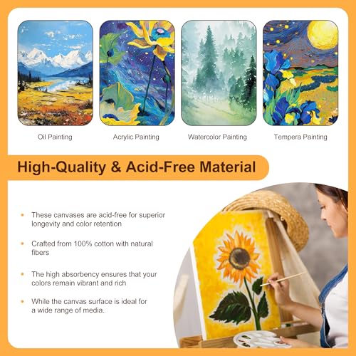 6-Piece Canvas Set for Painting – 11.8x7.9”, 7.9x5.9”, 5.9x3.9”, 7.9x7.9”, 5.9x5.9”, 3.9x3.9” Stretched Canvas Panels – White Artist Canvas Boards for Oil, Acrylic & Craft Painting (Model A) - size: Model A