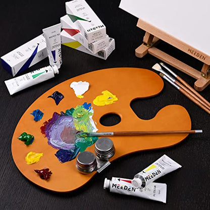 MEEDEN 2 Pack Wood Paint Palette Oil Finished: Acrylic Paint Palette - color: 2 Pack