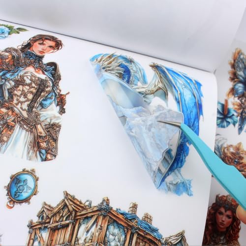 Dwpetzo Medieval Fantasy Sticker Book for Journaling, Collage, A5 Sheets - color: Sword and Shield