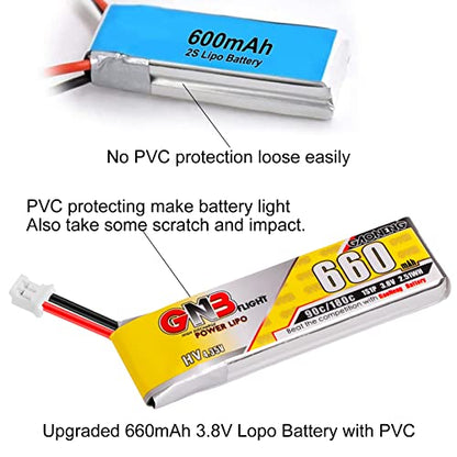 4PCS 660mAh 1S LiPo Battery 3.8V JST-PH2.0 Connector for Mobula7 75mm Drone