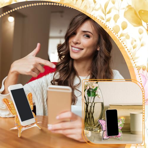 Saillong 6 Pcs Butterfly Diamond Art Phone Stand, Full Drill Crystal - style: Butterfly