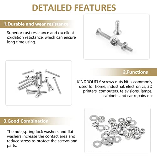 562 Pieces M2 x 4/6 /8/10 /12/16 /20mm Countersunk Head Socket Cap Screws Nuts Washers Assortment Kit, 304 Stainless Steel, Fully Machine Thread - size: M2, style: Countersunk Head Socket Cap