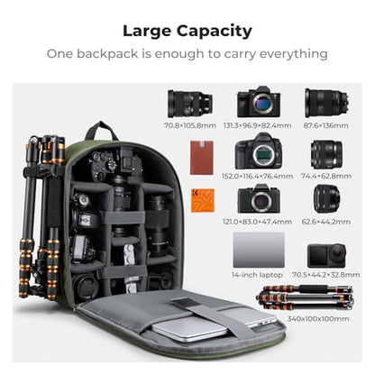 K&F CONCEPT Camera Backpack, DSLR/SLR/Mirrorless Photography Camera Bag - color: 02-Bright Green