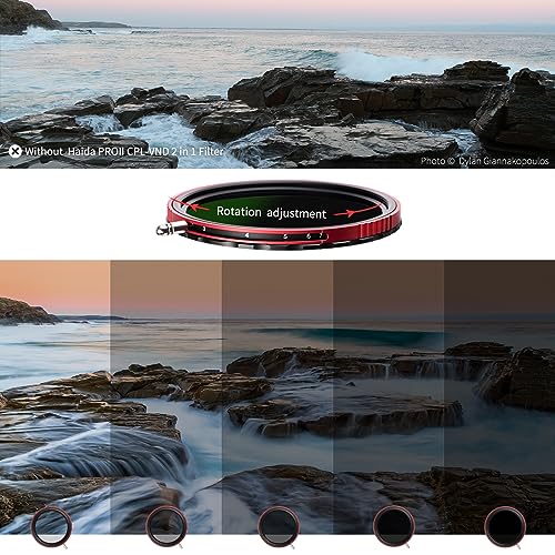 Haida 82mm Pro II Multi-Coating Circular Polarizer + Variable Neutral Density SLR Camera Lens Filter Waterproof Scratch Resistant Nano-Coating CPL + VND (2 in 1) - size: 82mm