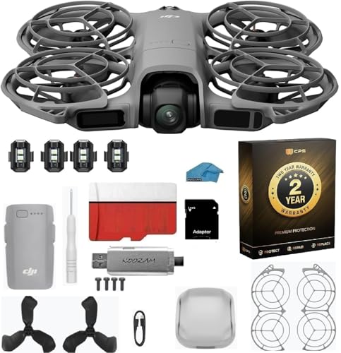 DJI Neo 2 with 2-Year Extended Warranty Bundle | 4K Camera Drone, Palm Takeoff & Gesture Control, 128GB MicroSD, USB 3.0 Reader & Strobe Lights