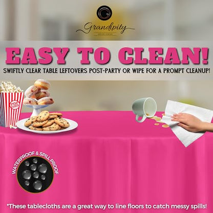 Grandipity Plastic Table Cloth Disposable 12 Pack 84" Round Hot Pink - color: Hot Pink, size: 84in. Round
