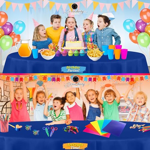 Grandipity Plastic Table Cloth Disposable 12 Pack 84" Round Blue - color: Blue, size: 84in. Round