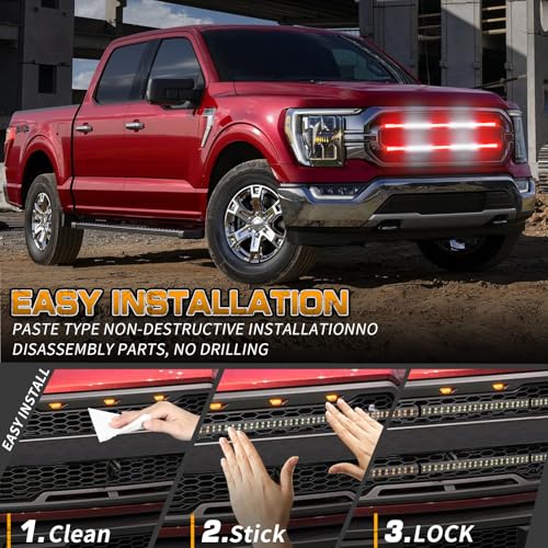 XRIDONSEN 2 Pack 30 inch Grill Emergency Lights Red White Strobe Lights - color: Red/White