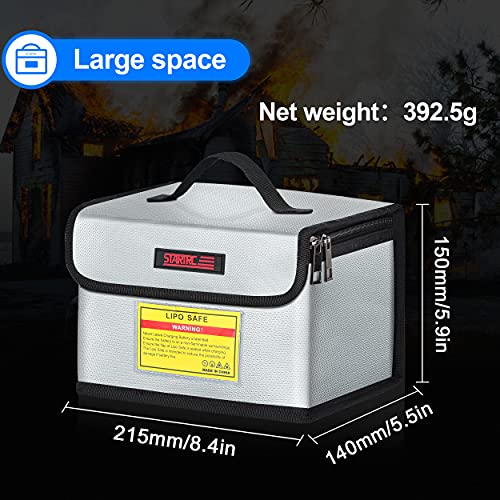 STARTRC Lipo Safe Bag Fireproof, 21.5 X 15 X 14cm, 21.5 x 15 x 14 cm, Pouch