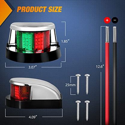 Nilight Marine Boat Navigation Light 24LED Red Green Signals Bow Lights - color: 24LED Navigation Light-1Pc