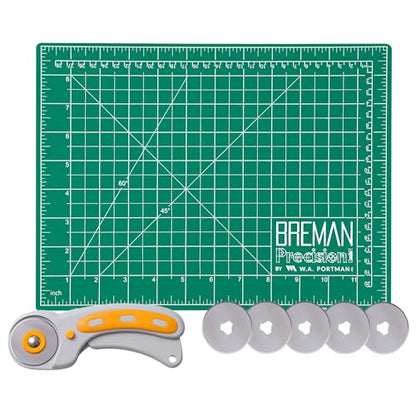 WA Portman 9x12 Self Healing Cutting Mat, Rotary Cutter, & 5 Rotary Blades - size: 9x12