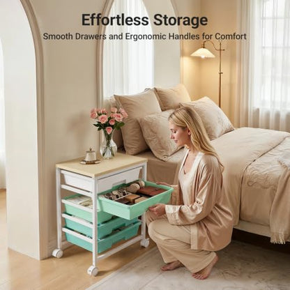 Pipishell Rolling Cart with 5 Drawers, Craft Storage Cart, Green Gradient - color: Green Gradient, size: 5-Drawers