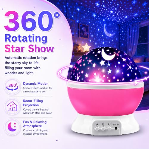 MOKOQI Star Projector Night Lights for Kids | Girls Night Light Projector - color: Pink