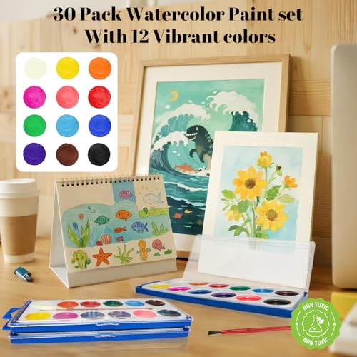 OSIMIG 30 Pack Watercolor Paint Set Bulk, Water Color Paint Sets for Kids