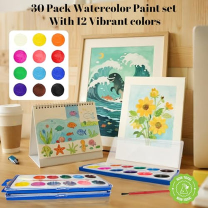 OSIMIG 30 Pack Watercolor Paint Set Bulk, Water Color Paint Sets for Kids