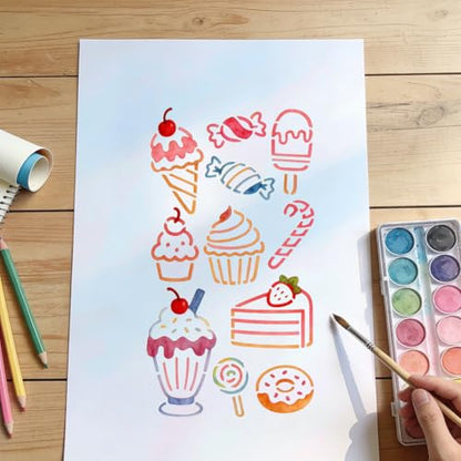 UNICRAFTALE 1 Pc Dessert Theme Metal Stencils for Scrapbooking - style: Sweet Elements