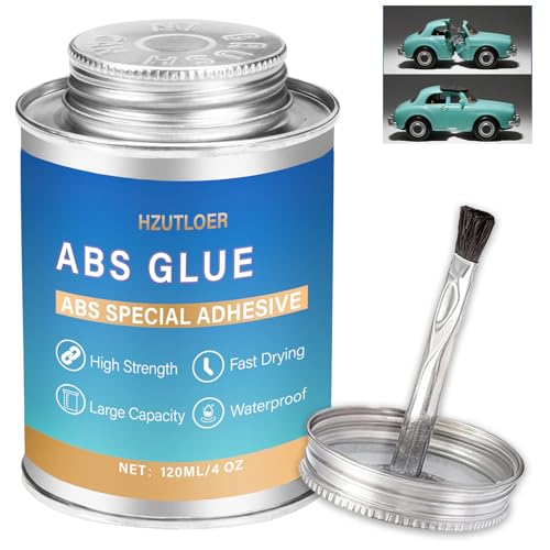 ABS Super Glue 120ML,Clear Strong Adhesive with Built-in Brush,Waterproof Heat Resistant Glue for ABS PVC PS AS PP & Model Craft,Daily Repair