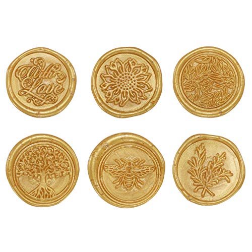 Yoption 6 Pcs Wax Seal Stamp Set, Botanical Floral Sealing Stamp Kit - color: Botanical Set