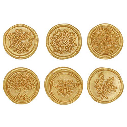 Yoption 6 Pcs Wax Seal Stamp Set, Botanical Floral Sealing Stamp Kit - color: Botanical Set