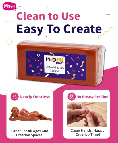 Non Drying Modeling Clay Oil Based Plasticine, Terracotta, 2 Lbs - color: Terracotta, size: 2 lbs