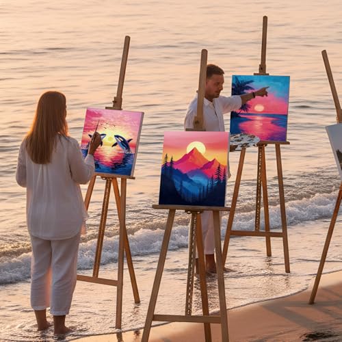 Dinifee 6 Pack Pre Drawn Canvas 8x10 Paint Kit for Adults, Sunset - style: Sunset
