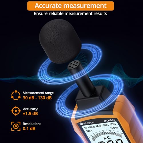 Neoteck 30-130dB Decibel Meter with A/C Weighted Digital Sound Level Meter