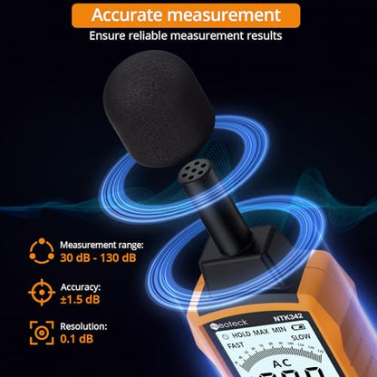 Neoteck 30-130dB Decibel Meter with A/C Weighted Digital Sound Level Meter