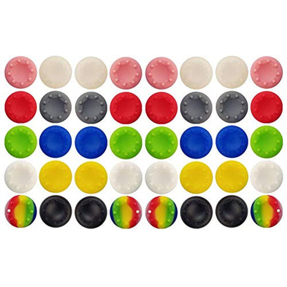 40 Pcs Colorful Silicone Accessories Replacement Part Thumb Grip Cap Cover, Analog Controller Thumb Stick Grips Cap Cover for PS2, PS3, PS4, Xbox 360, Xbox One Controller
