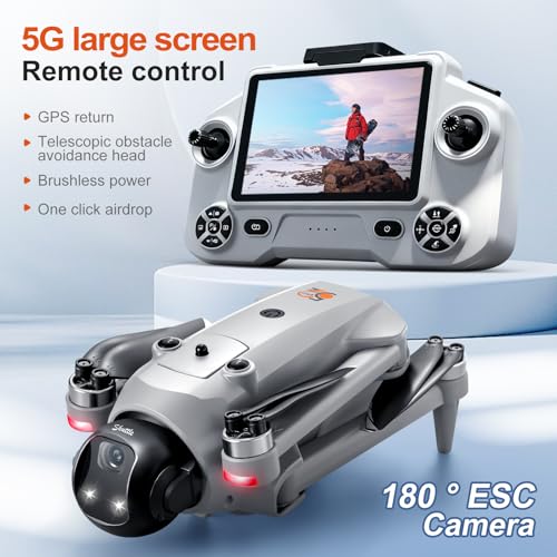 YL059 GPS Drone with Screen Remote Control Brushless Motor, 2 batteries. - color: Black - 2Batteries