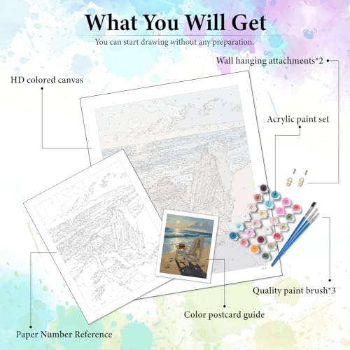 Dawnsphere Beach Paint by Numbers Kit for Adults Without Frame 16x20 in - color: OP-US07