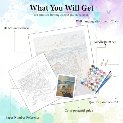 Dawnsphere Beach Paint by Numbers Kit for Adults Without Frame 16x20 in - color: OP-US07