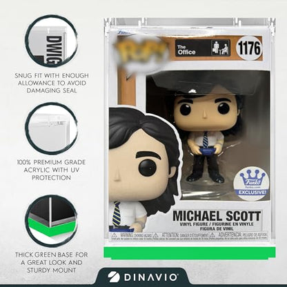 Dinavio Crafthouse Acrylic Funko Pop Display Case - Sturdy Stackable Design - 4mm Case Compatible with 4'' Vinyl Figures - Green Base - color: Green Base