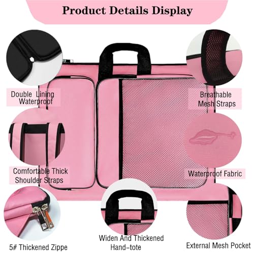TreochtFUN Art Portfolio Kids Drawing Supply Bag 15 x 18 in -Small Art Bag - color: Pink
