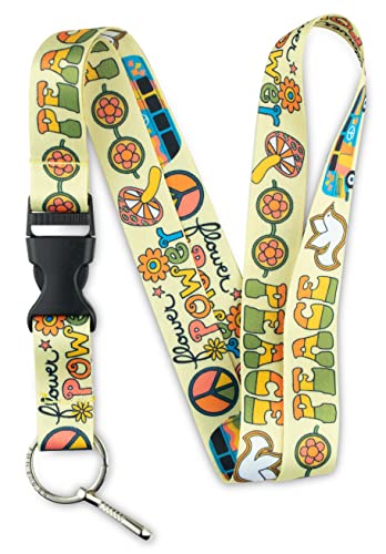 Limeloot Lanyard for Keys, ID Badge, Accessories | Neck Lanyard for Men and Women with Quick Release Buckle and Flat Ring - color: Hippie