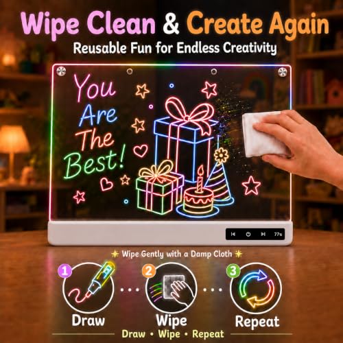 Cardivek LED Drawing Board for Kids, 16" Rechargeable Light Up Tablet - color: White
