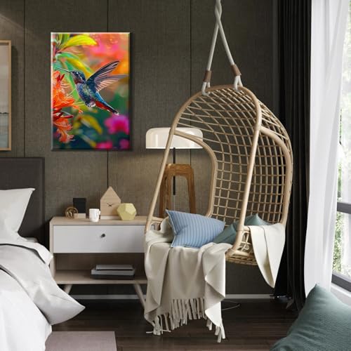 HeeBenor Framed Paint by Numbers Kit for Adults, Hummingbird, 8x12 Inch - color: Hummingbird 009