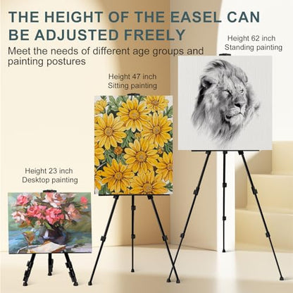 AROIC 17-66 in Art Easel Stand, Aluminum Tripod for Table Top & Floor - style: 1P