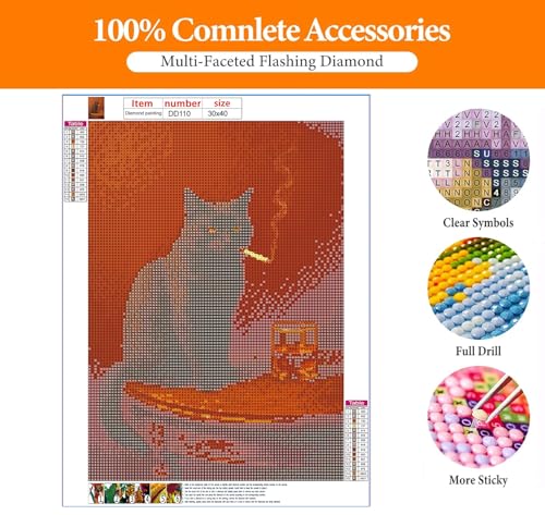 Black Cat Diamond Art Kits for Adults, Round Diamond Painting 12x16 Inch - color: DD110