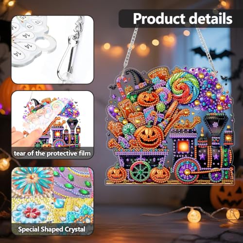 AIBOERL Diamond Art Kits for Adults, Halloween Acrylic Hanging Suncatcher - color: DP04346