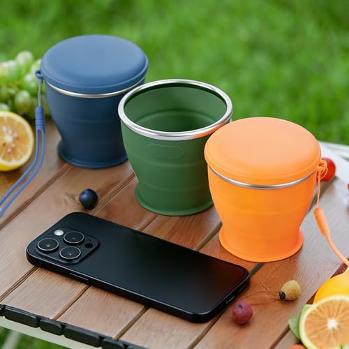 Collapsible Travel Cup, Foldable Water Cup with Lid, for Travel - color: Lilac