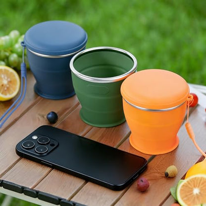 Collapsible Travel Cup, Foldable Water Cup with Lid, for Travel - color: Lilac