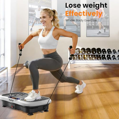 AXV Vibration Plate Exercise Machine Fitness Platform Body Vibrating Board - color: SLIM.WHITE