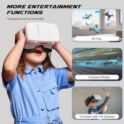 SIMREX Mini Drone with 720P Camera for Kids & Beginners - Foldable RC Quadcopter, Optical Flow Positioning, Altitude Hold, 3D Flip, 2 Batteries 20Min Flight, Safe & Easy Indoor Outdoor Flying Toy Gift (NEW BLUE) - color: Blue