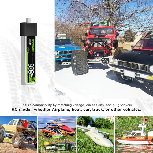 OVONIC 3.8V 80C 300mAh 1S Lipo Battery High Voltage with BT2.0 Plug [1 Package Including 5 Batteries]
