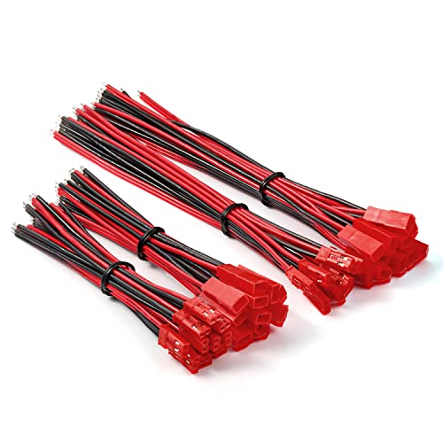 CHANZON 20 Pairs Jst SYP 2.5 mm Pitch 20AWG 2Pin Plug Connector UL1007 - color: SYP2.54mm, size: 10cm & 15cm set