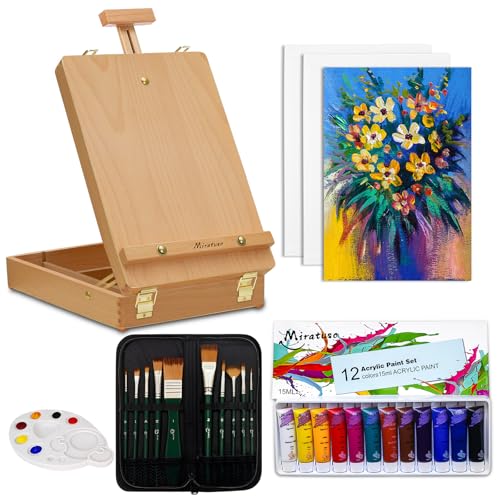 Art Supplies 27 Pcs Art Set with Portable Adjustable Tabletop Easel - style: Sketchbox Set